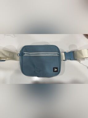 Thread Wallets Slate Blue Nylon Crossbody Belt Bag with Jacquard Strap